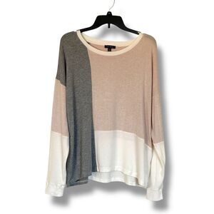 Tribal Women’s Color Block Comfy Soft long sleeve XL Gray Pink White Lightweight